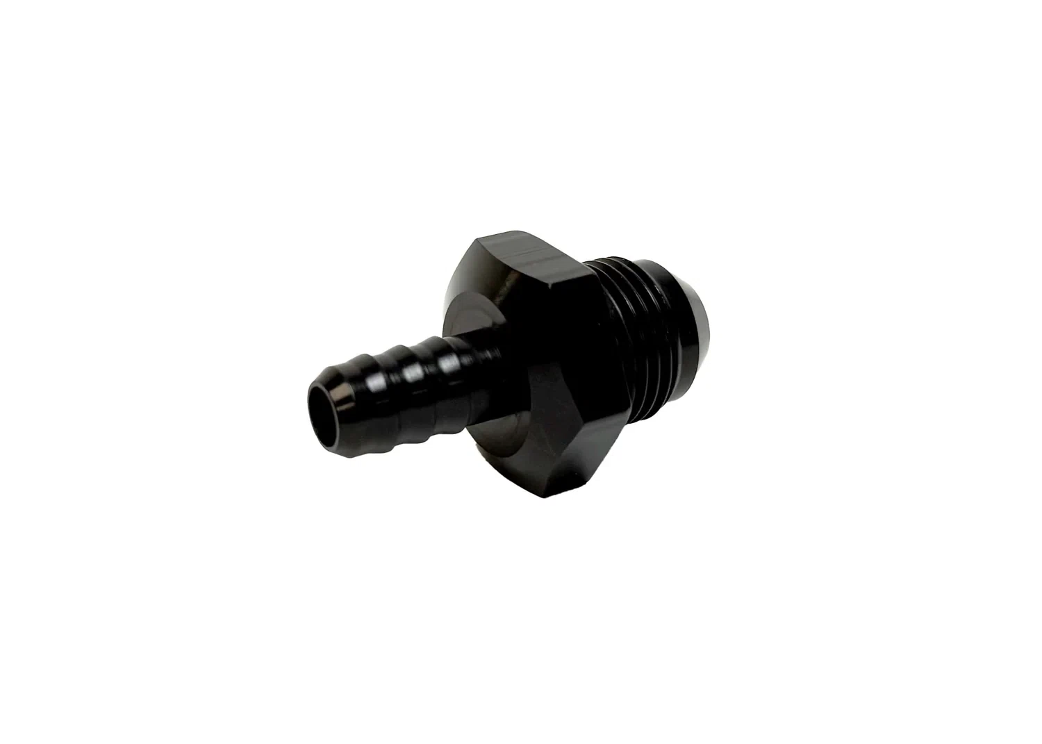 Adapter Fitting _ -8 AN Male to 3_8_ Hose Barb _ Straight _ Aluminum _ Black Anodized _ PF-4008